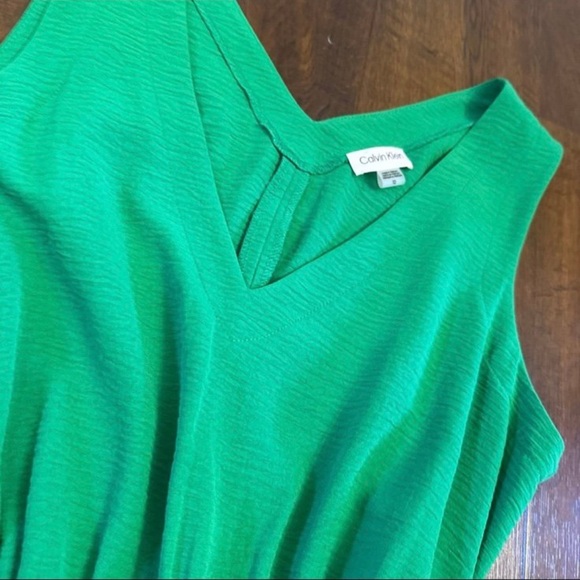 Calvin Klein Spring Tiered Bright Green Dress - Picture 3 of 6